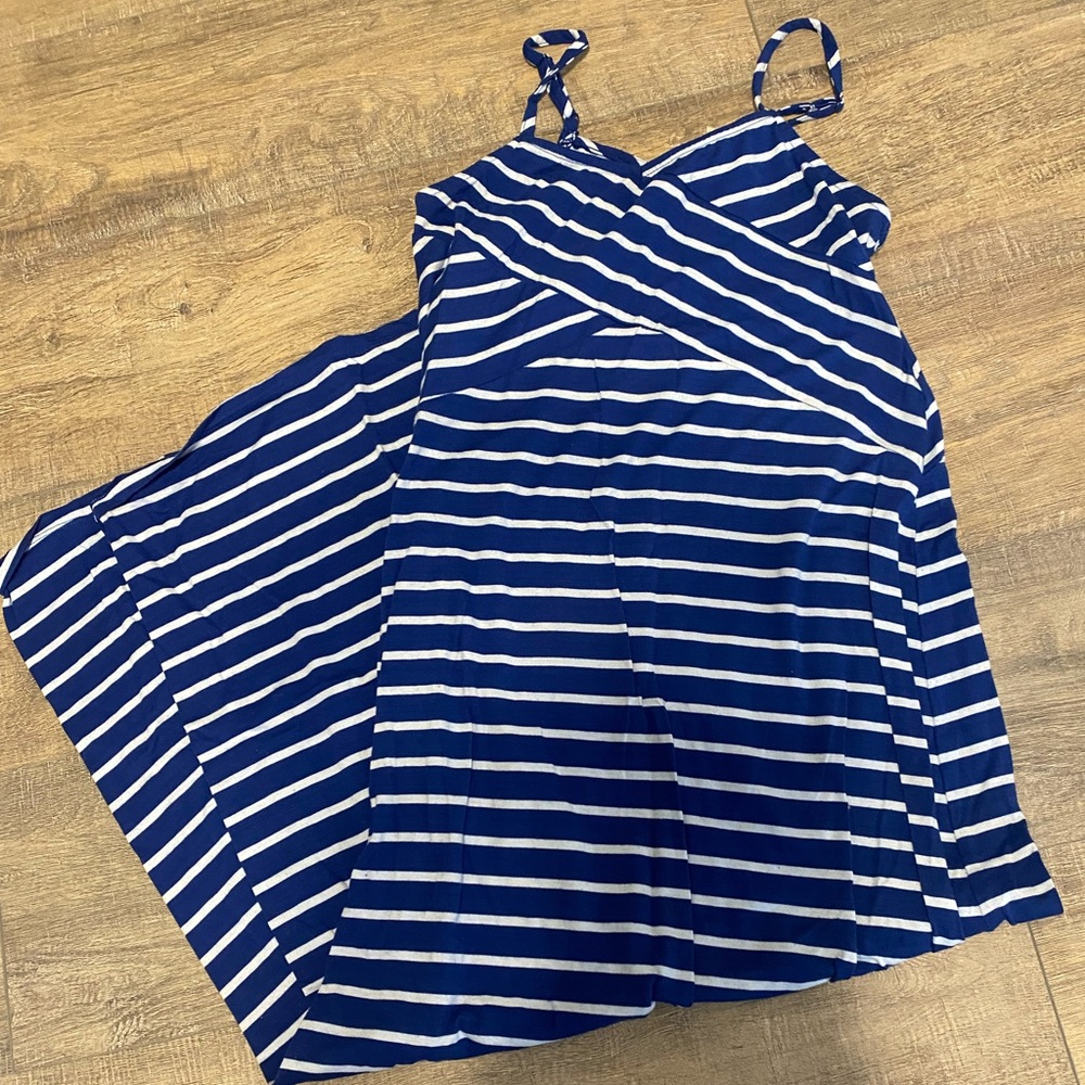 Blue and white maxi dress.